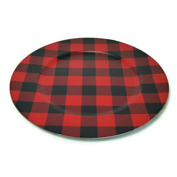 4 Saro Lifestyle Buffalo Plaid Charger Plates 14" - Picture 2 of 4